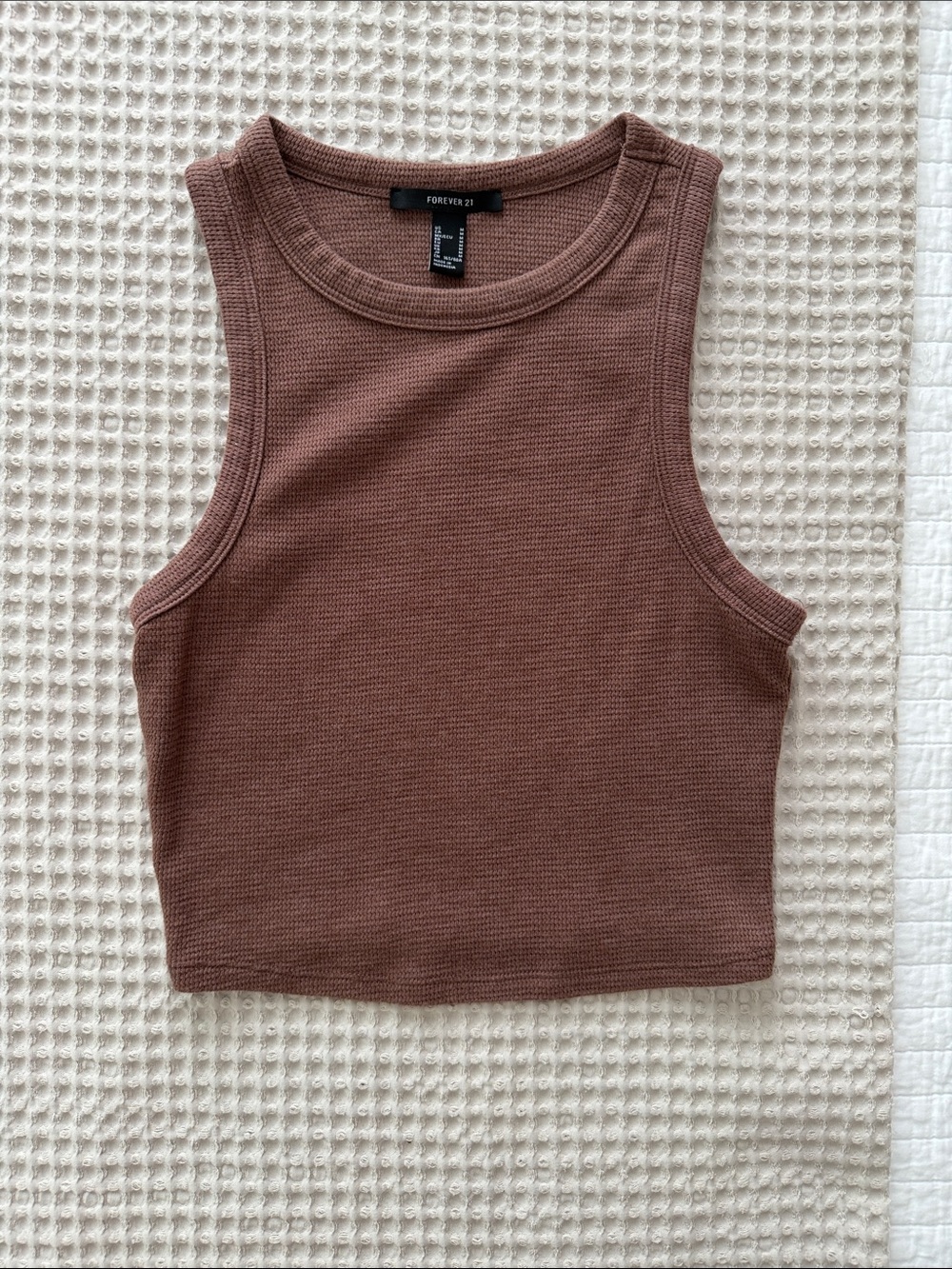 Forever 21 Ribbed Cropped Tank Top - Mauve